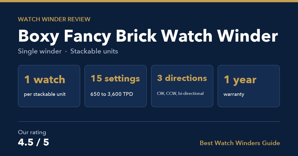 Boxy Fancy Brick watch winder spec card